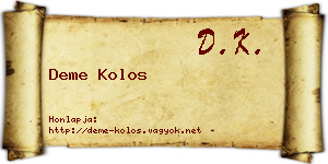 Deme Kolos névjegykártya